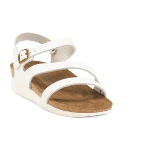 AEROTHOTIC White Leather Ares Comfort Wedge Sandals With Antimicrobial Lining